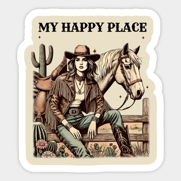 Cowgirl's Happy Place Sticker by Teresa's Store 1